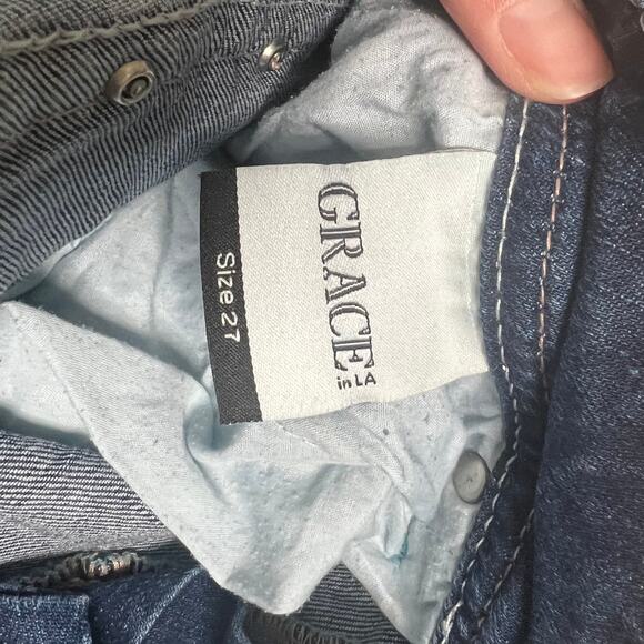 Grace in LA Jeans Straight Cropped Embellished Size 27 - Picture 6 of 13